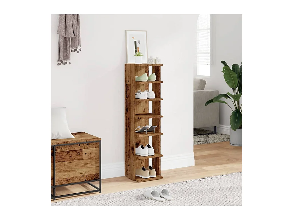 Armoire à chaussures vieux bois 28x27x102 cm bois d'ingénierie