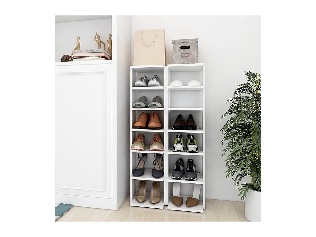 Armoires à chaussures 2 pcs Blanc 27,5x27x102cm bois ingénierie