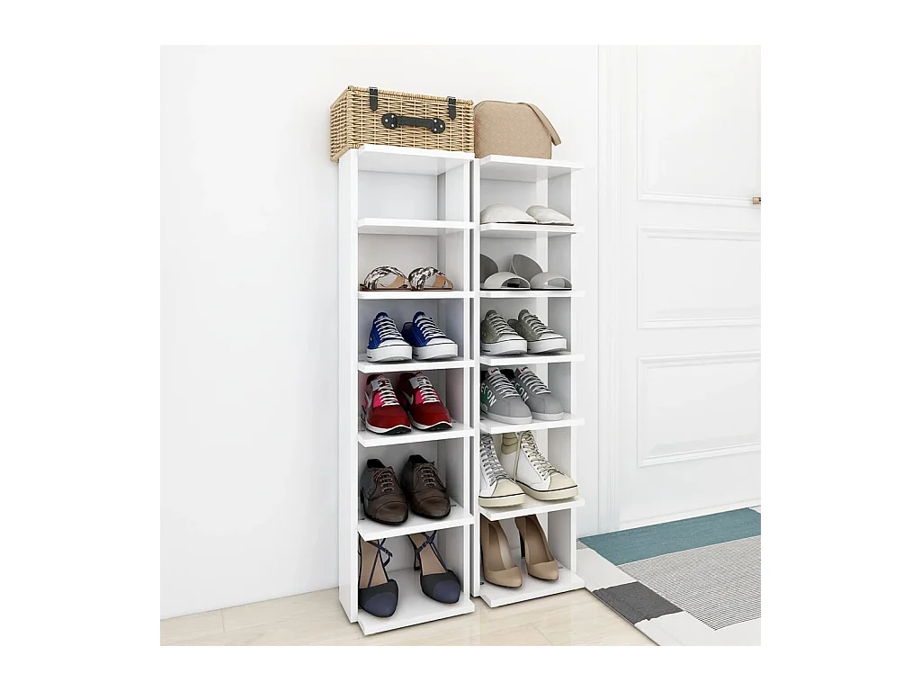 Armoires à chaussures 2 pcs Blanc 27,5x27x102cm bois ingénierie