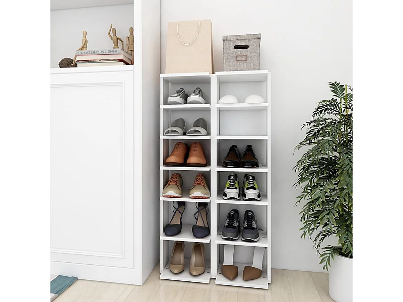 Zapateros 2 uds Blanco 27,5x27x102cm madera de ingeniería