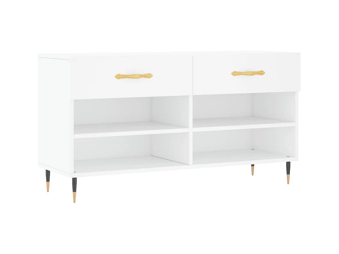 Banc à chaussures blanc 102x35x55 cm bois d'ingénierie