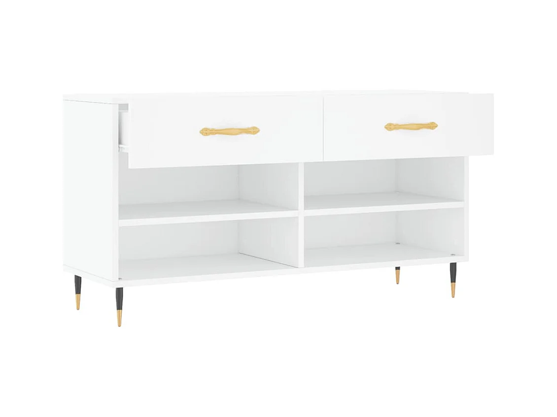 Banc à chaussures blanc 102x35x55 cm bois d'ingénierie