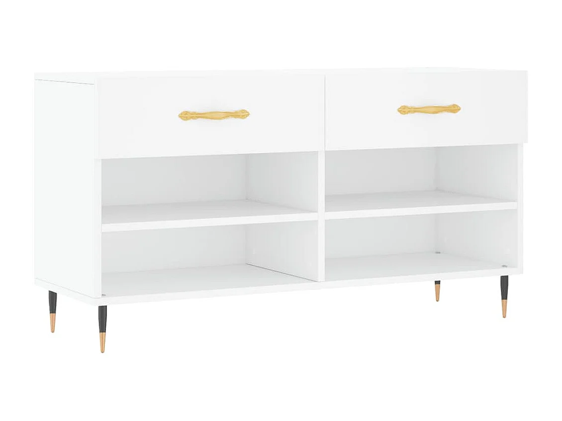 Banc à chaussures blanc 102x35x55 cm bois d'ingénierie