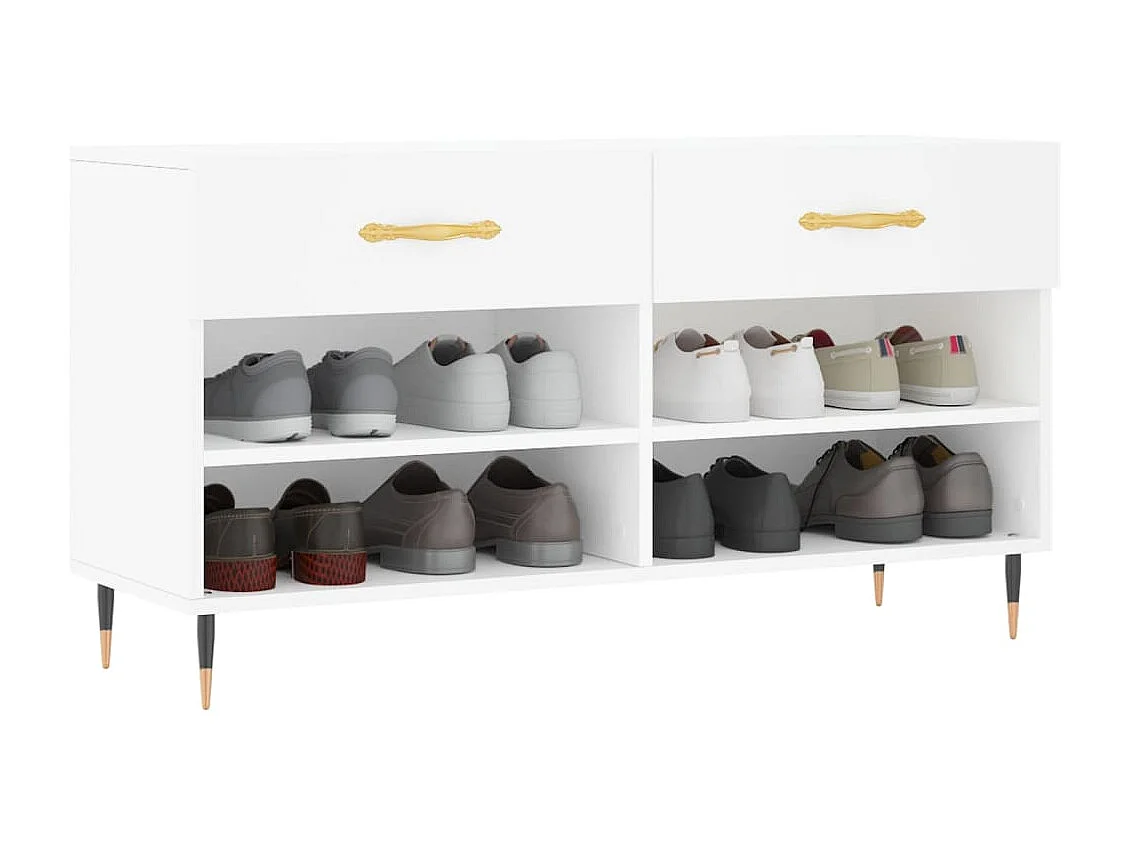 Banc à chaussures blanc 102x35x55 cm bois d'ingénierie