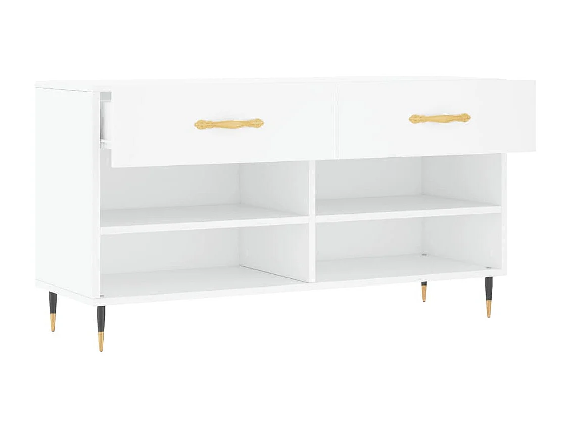 Banc à chaussures blanc 102x35x55 cm bois d'ingénierie