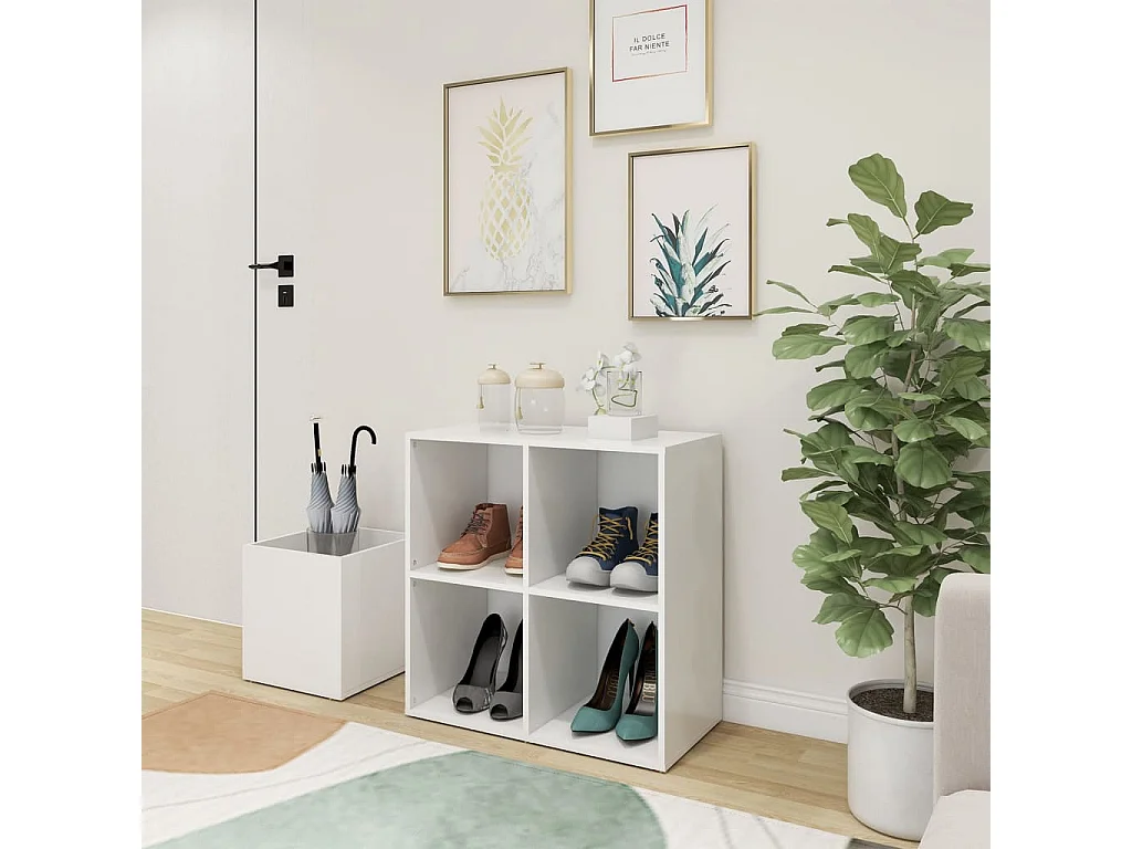 Zapatero de entrada de madera de ingeniería blanca