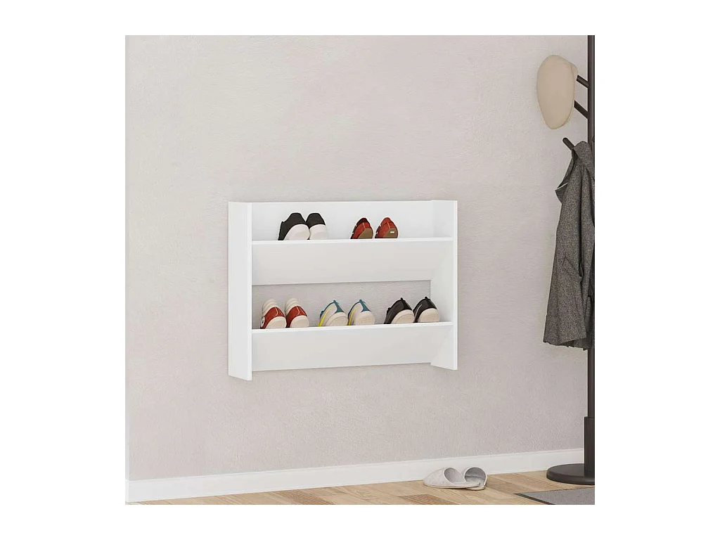 Armoire à chaussures murale Blanc 80x18x60 cm Aggloméré