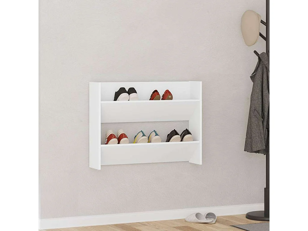 Armoire à chaussures murale Blanc 80x18x60 cm Aggloméré