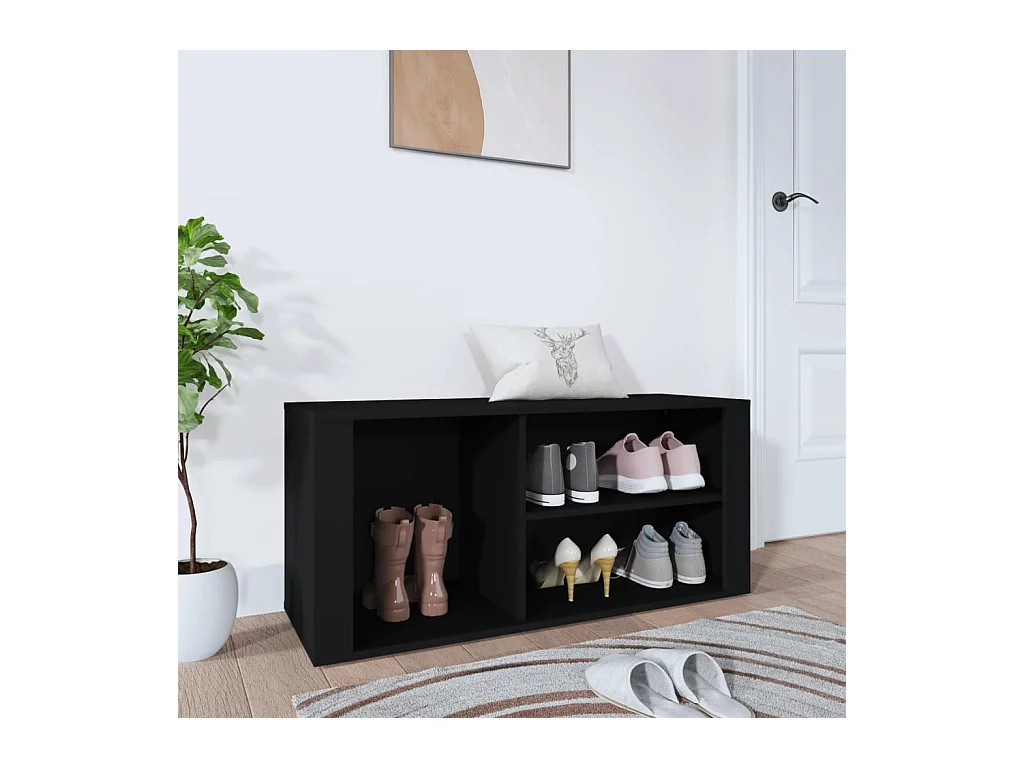 Armoire à chaussures Noir 100x35x45 cm Bois d'ingénierie