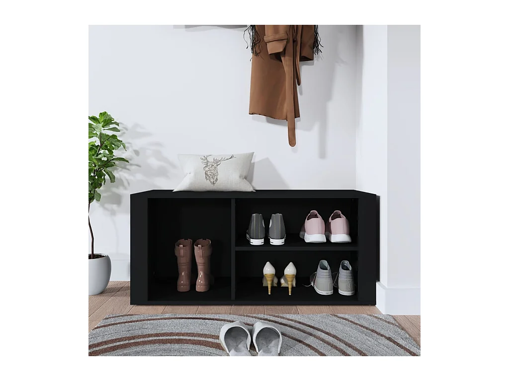 Armoire à chaussures Noir 100x35x45 cm Bois d'ingénierie