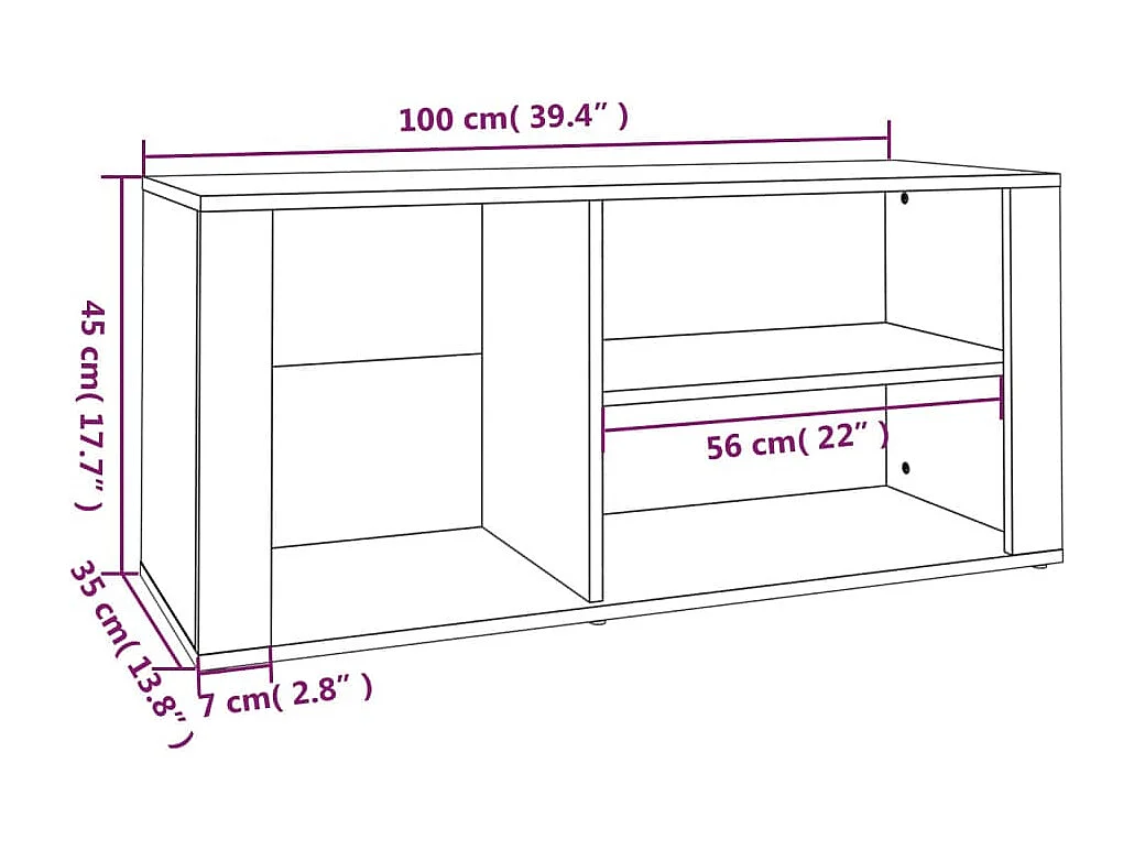 Scarpiera nera 100x35x45 cm Legno ingegnerizzato