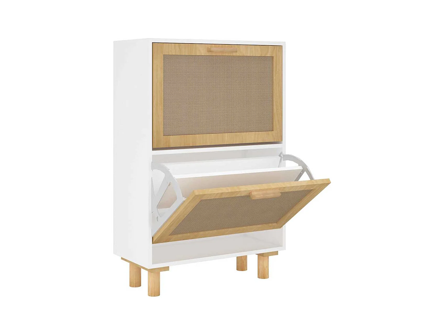 Armoire à chaussures Blanc 52x25x80 cm Bois d'ingénierie/rotin