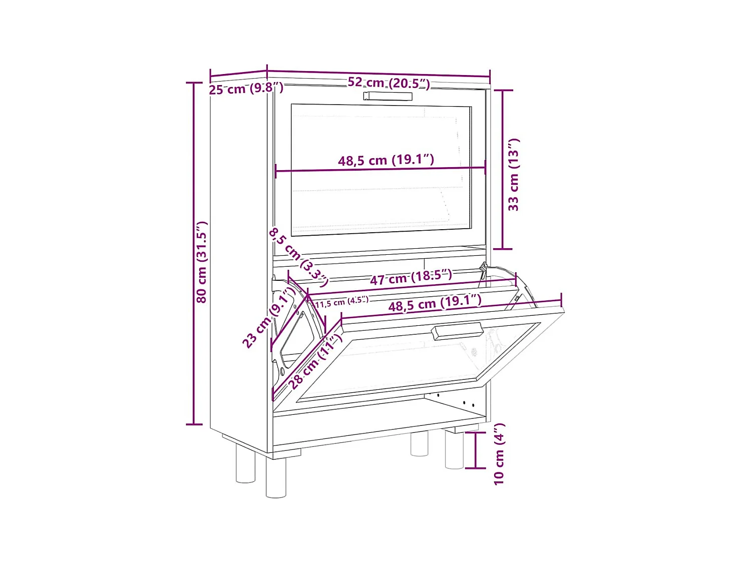 Armoire à chaussures Blanc 52x25x80 cm Bois d'ingénierie/rotin