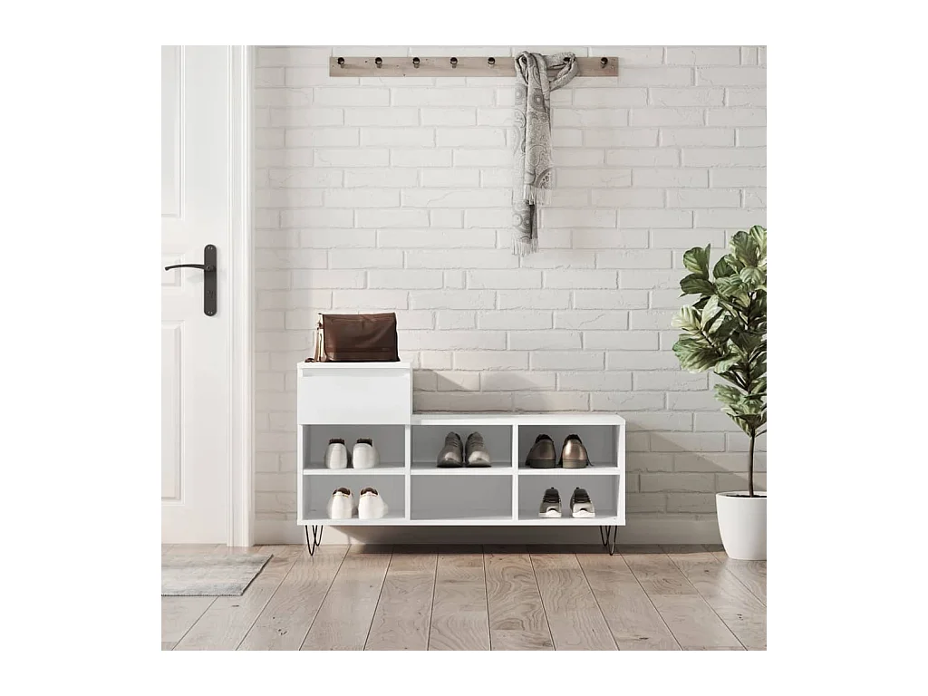 Armoire à chaussures Blanc 102x36x60 cm Bois d'ingénierie