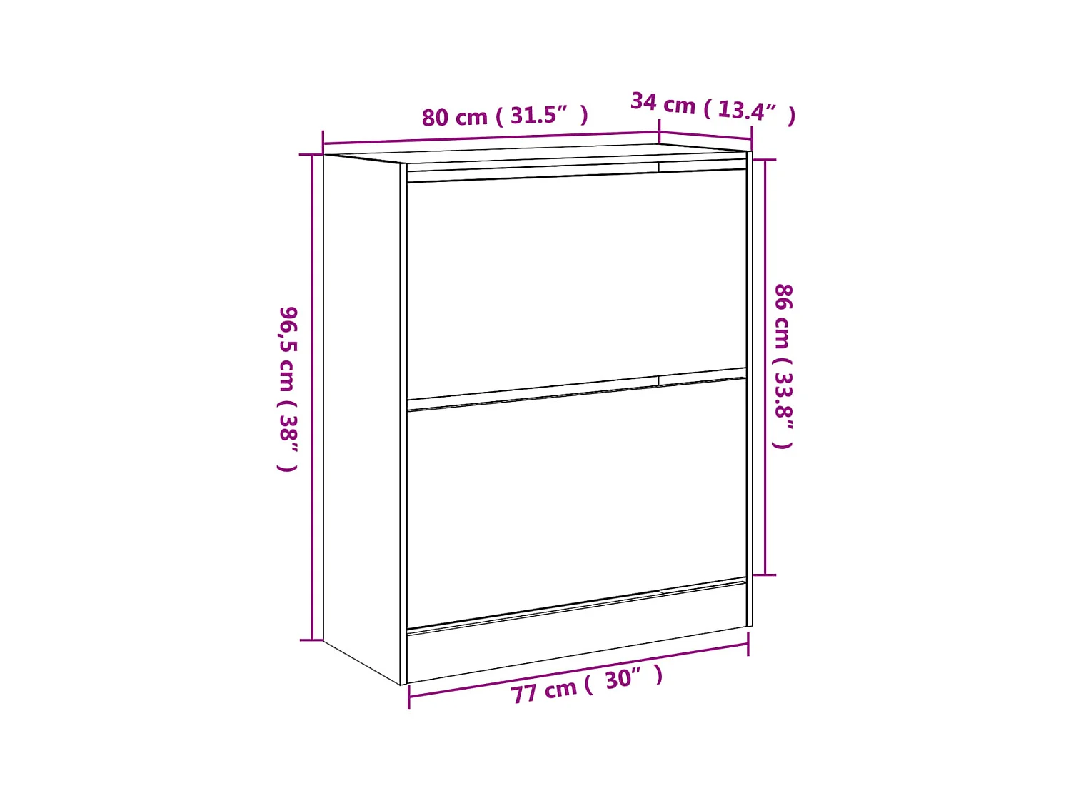 Armoire à chaussures blanc 80x34x96,5 cm bois d'ingénierie
