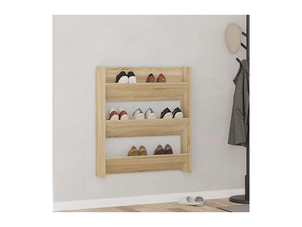 Armoire à chaussures murale chêne Sonoma bois d'ingénierie