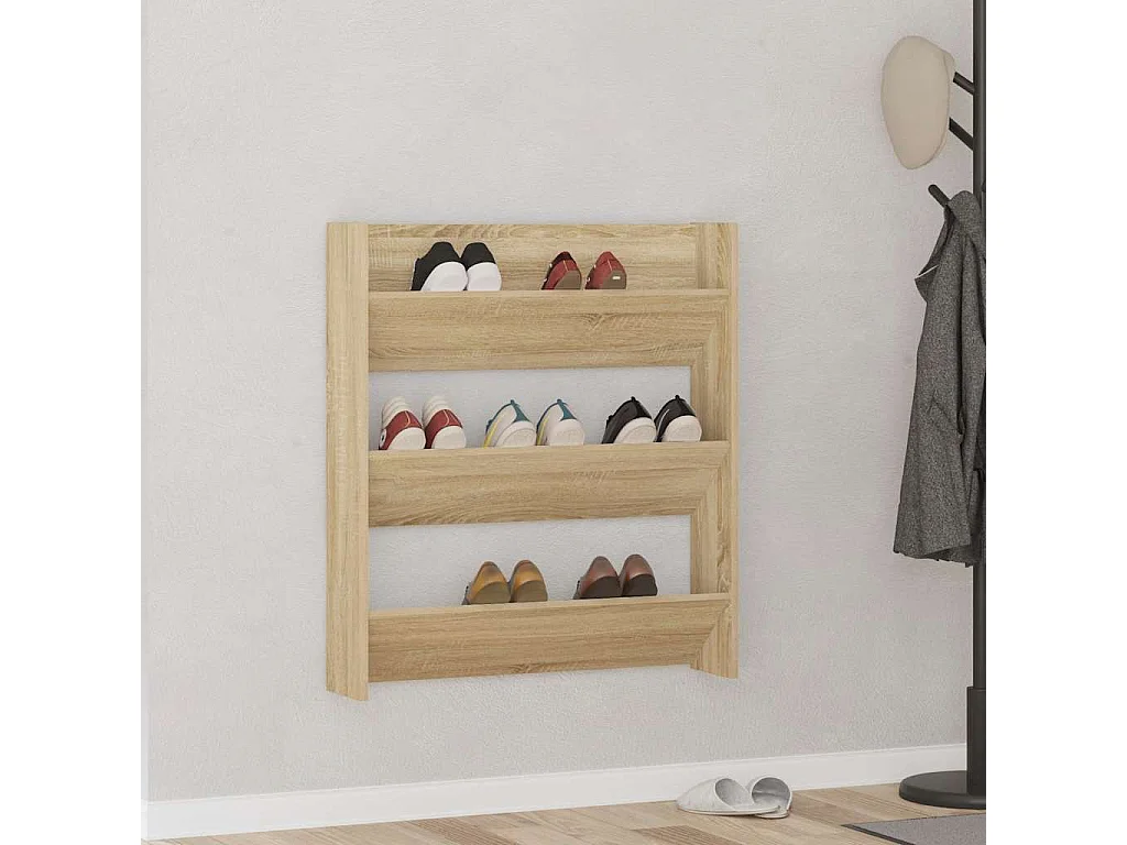 Armoire à chaussures murale chêne Sonoma bois d'ingénierie