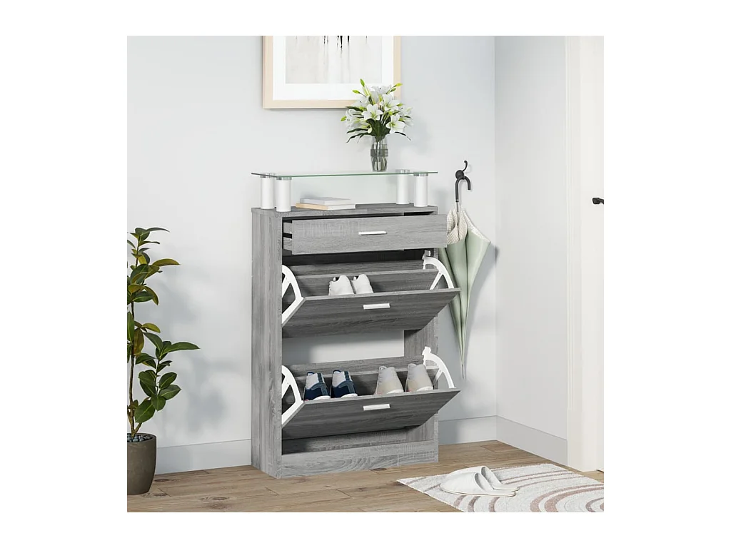 Armoire à chaussures Sonoma gris 63x24x104 cm Bois d'ingénierie