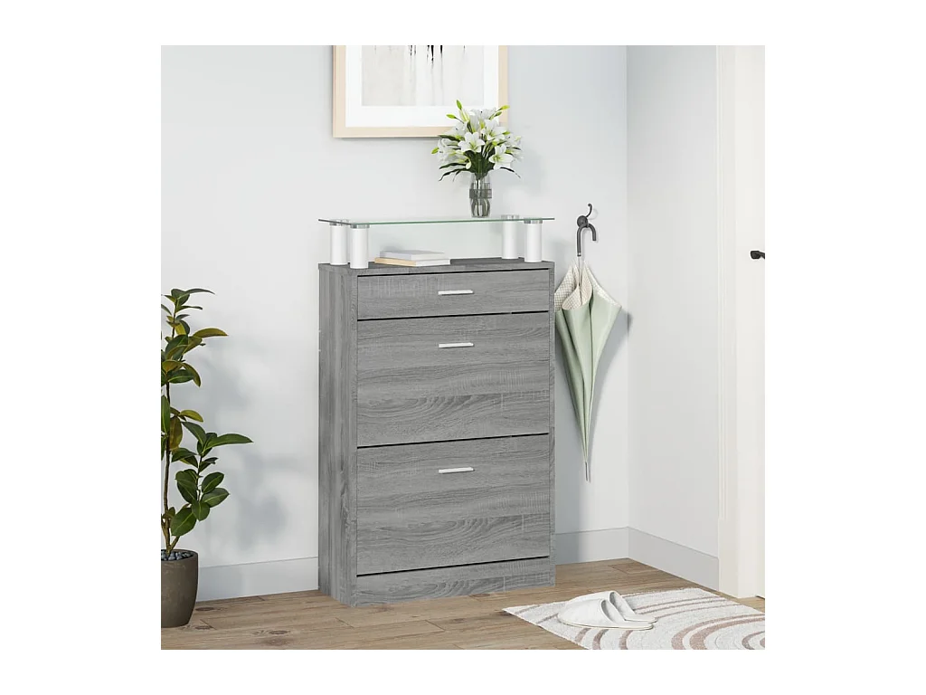 Armoire à chaussures Sonoma gris 63x24x104 cm Bois d'ingénierie