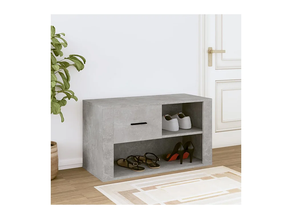 Zapatero gris hormigón 80x35x45 cm Madera de ingeniería