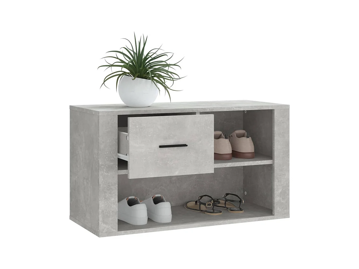 Zapatero gris hormigón 80x35x45 cm Madera de ingeniería