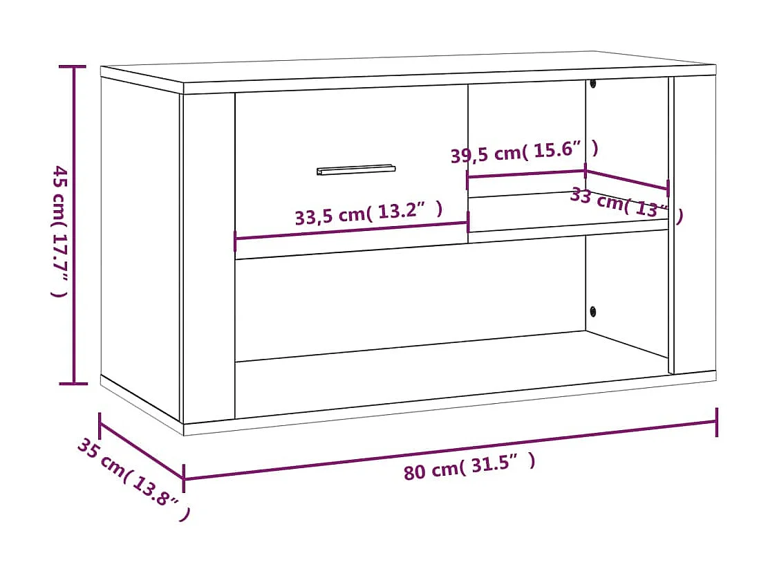 Zapatero gris hormigón 80x35x45 cm Madera de ingeniería