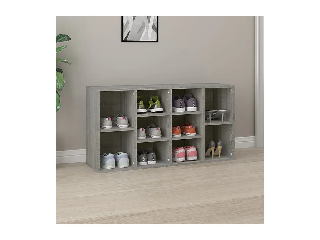 Banco zapatero Sonoma gris 103x30x54,5 cm Madera de ingeniería