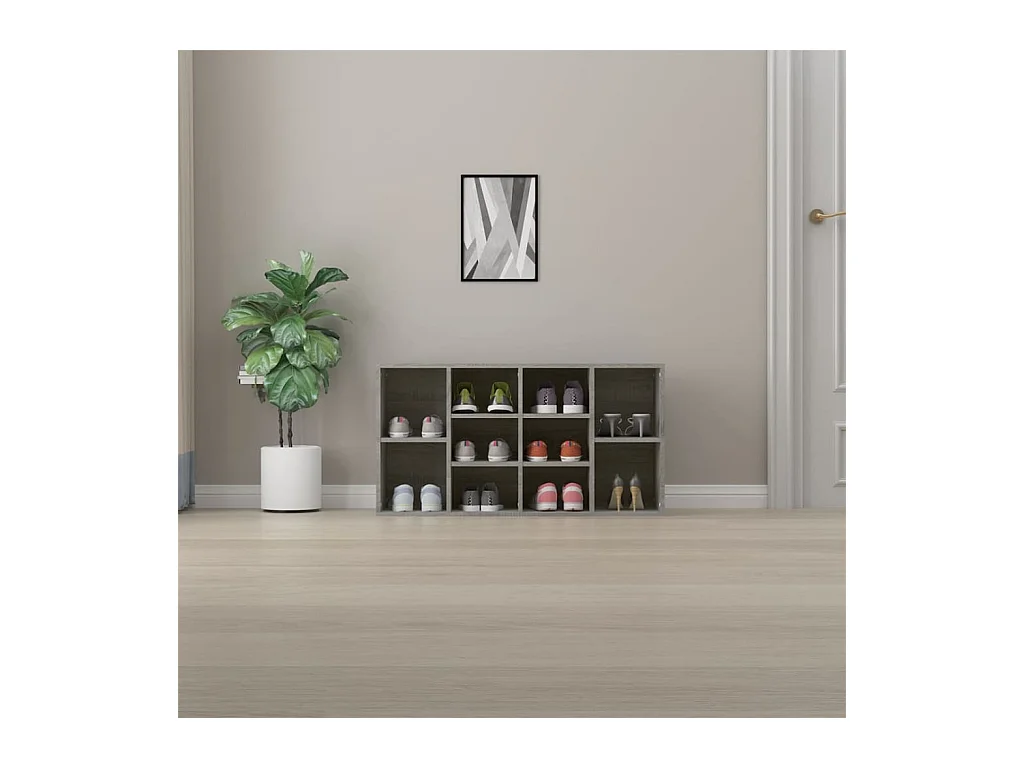 Banco zapatero Sonoma gris 103x30x54,5 cm Madera de ingeniería