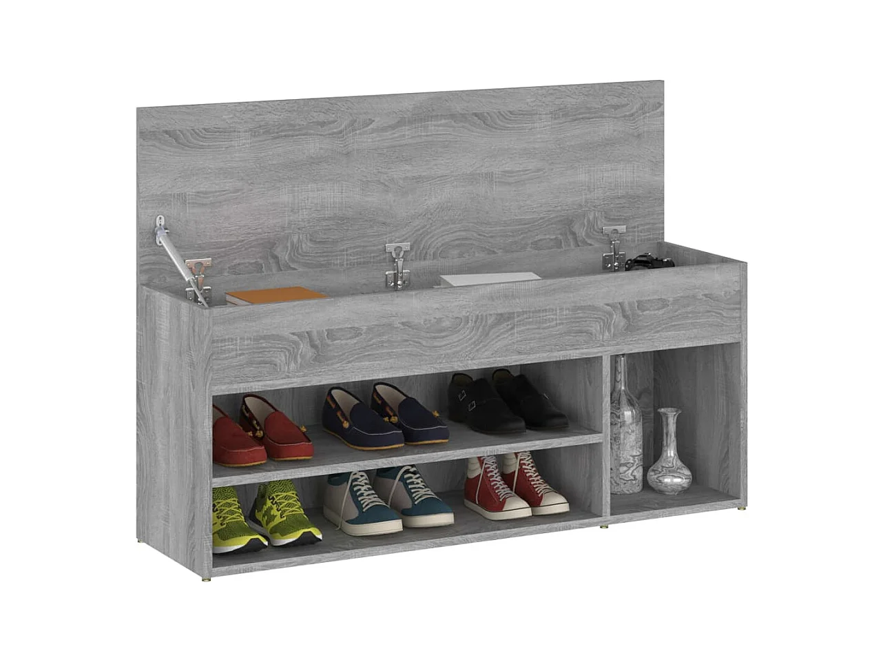 Sonoma grijze schoenenbank 105x30x45 cm Technisch hout