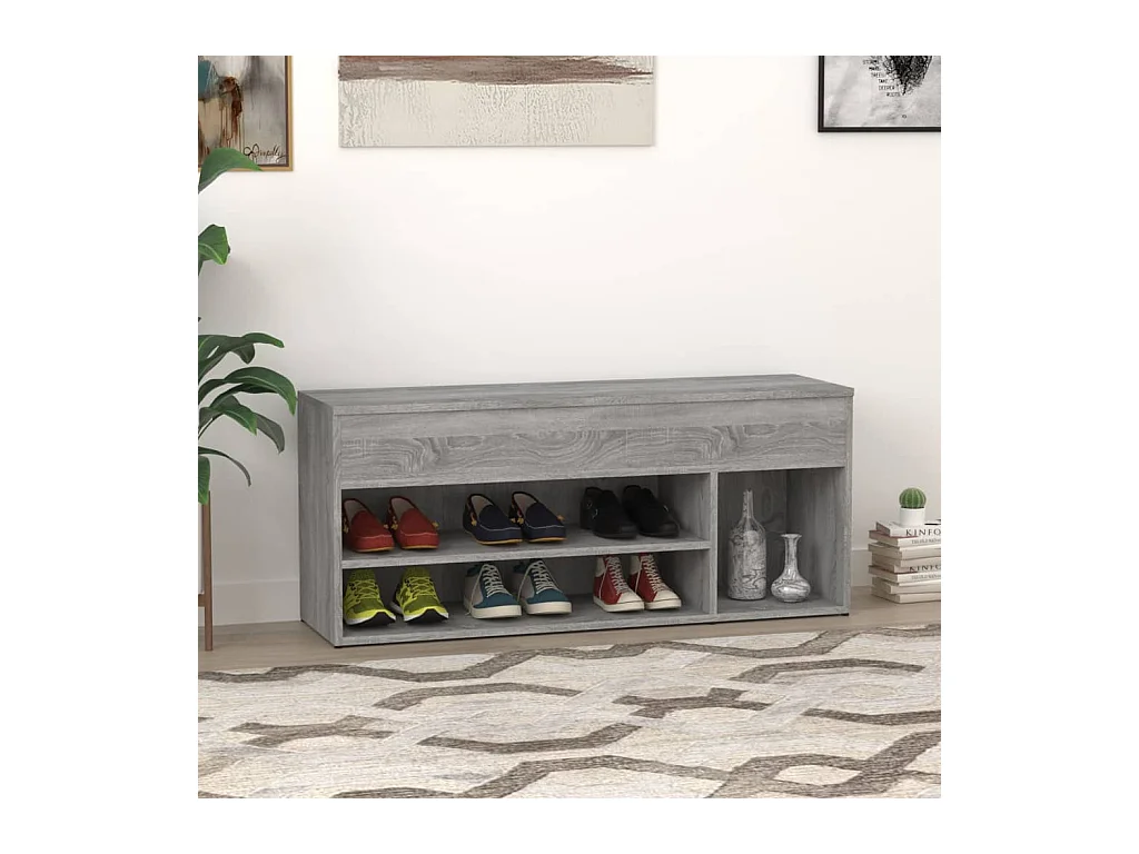 Sonoma grijze schoenenbank 105x30x45 cm Technisch hout