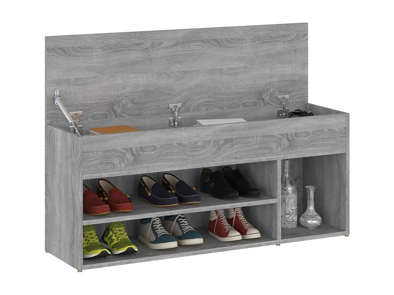 Sonoma grijze schoenenbank 105x30x45 cm Technisch hout