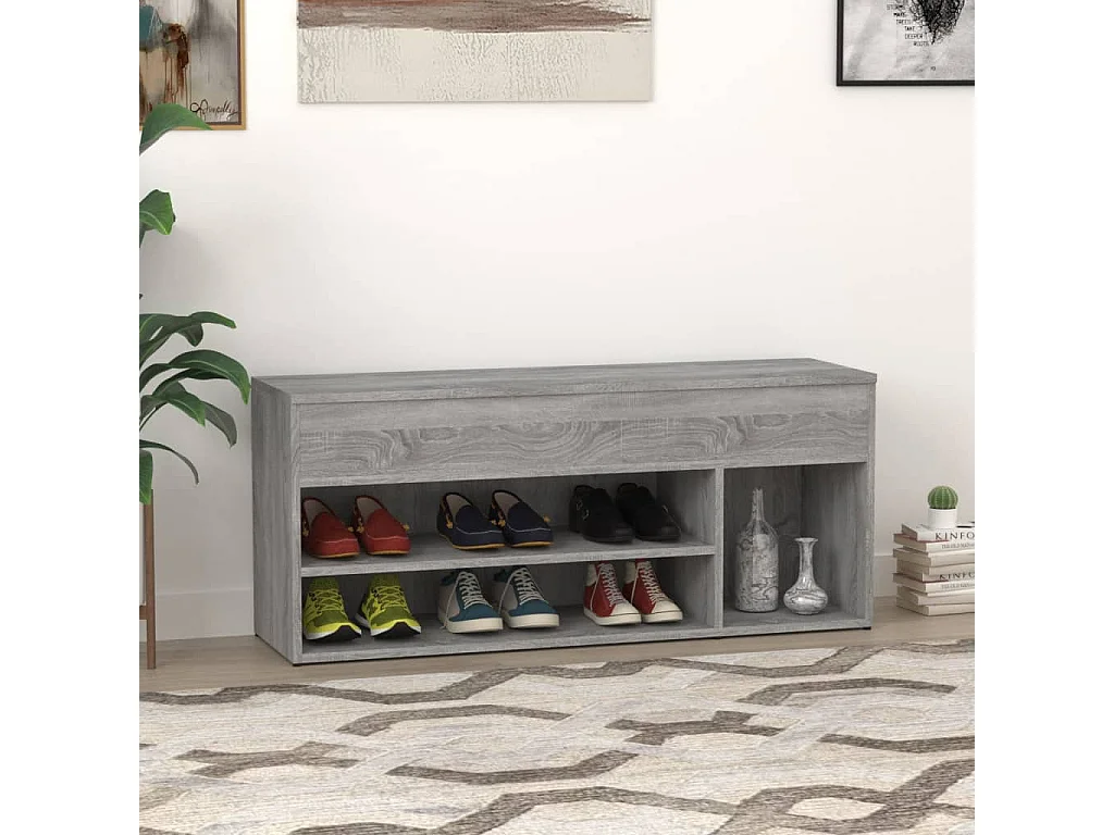 Sonoma grijze schoenenbank 105x30x45 cm Technisch hout