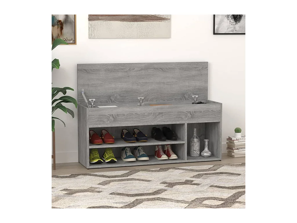 Panca scarpiera Sonoma grigia 105x30x45 cm in legno ingegnerizzato