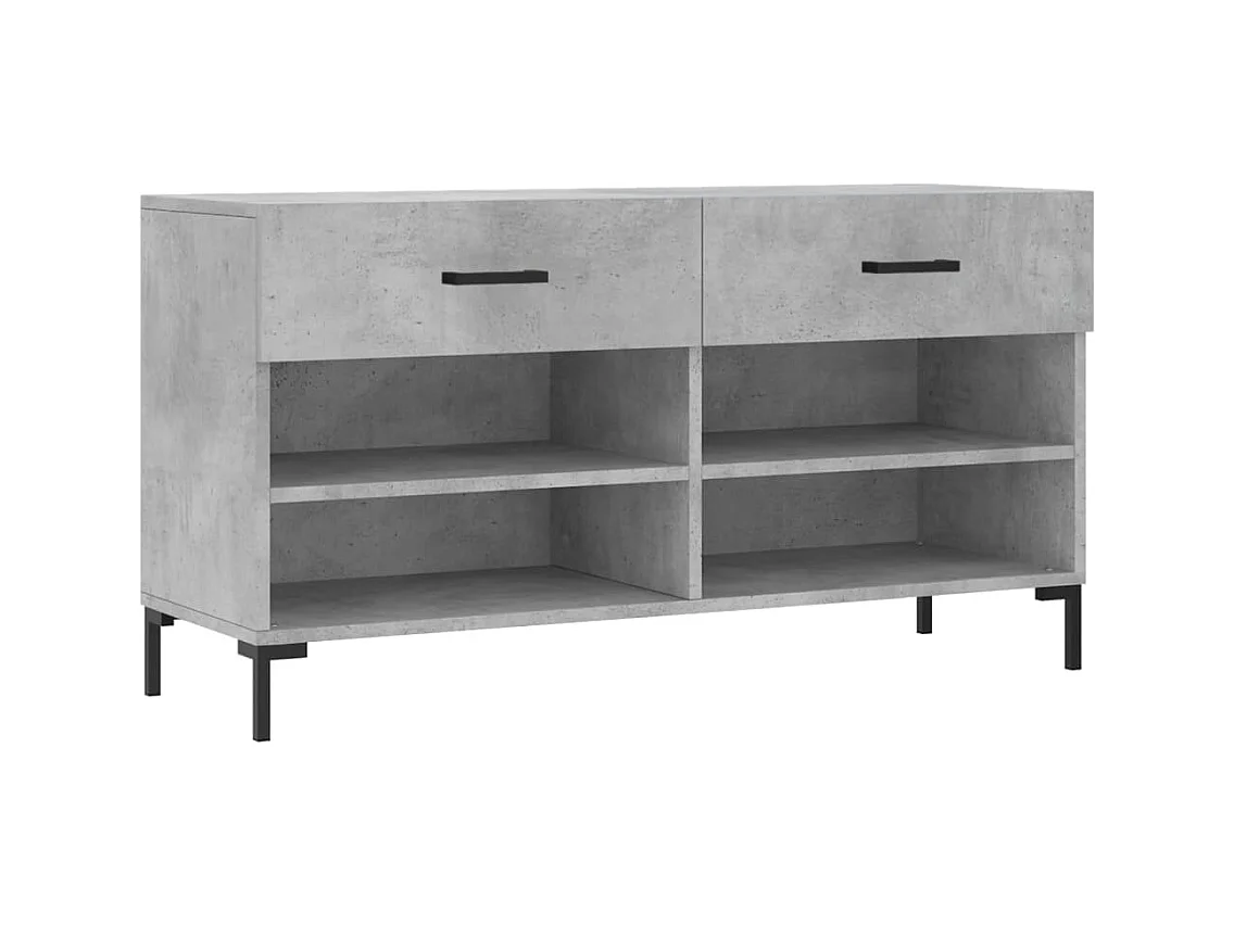Banc à chaussures gris béton 102x35x55 cm bois d'ingénierie