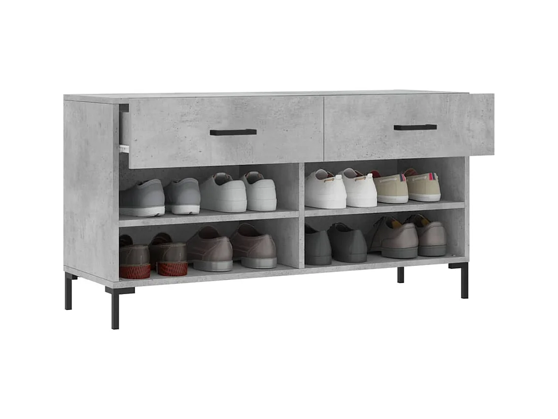 Banc à chaussures gris béton 102x35x55 cm bois d'ingénierie