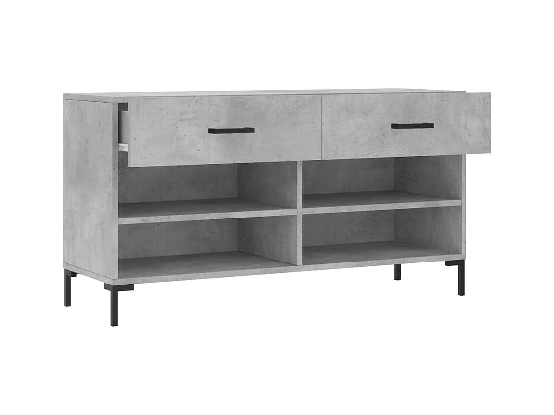 Banc à chaussures gris béton 102x35x55 cm bois d'ingénierie