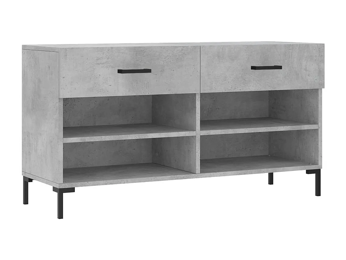 Banc à chaussures gris béton 102x35x55 cm bois d'ingénierie