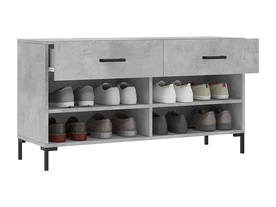 Banc à chaussures gris béton 102x35x55 cm bois d'ingénierie