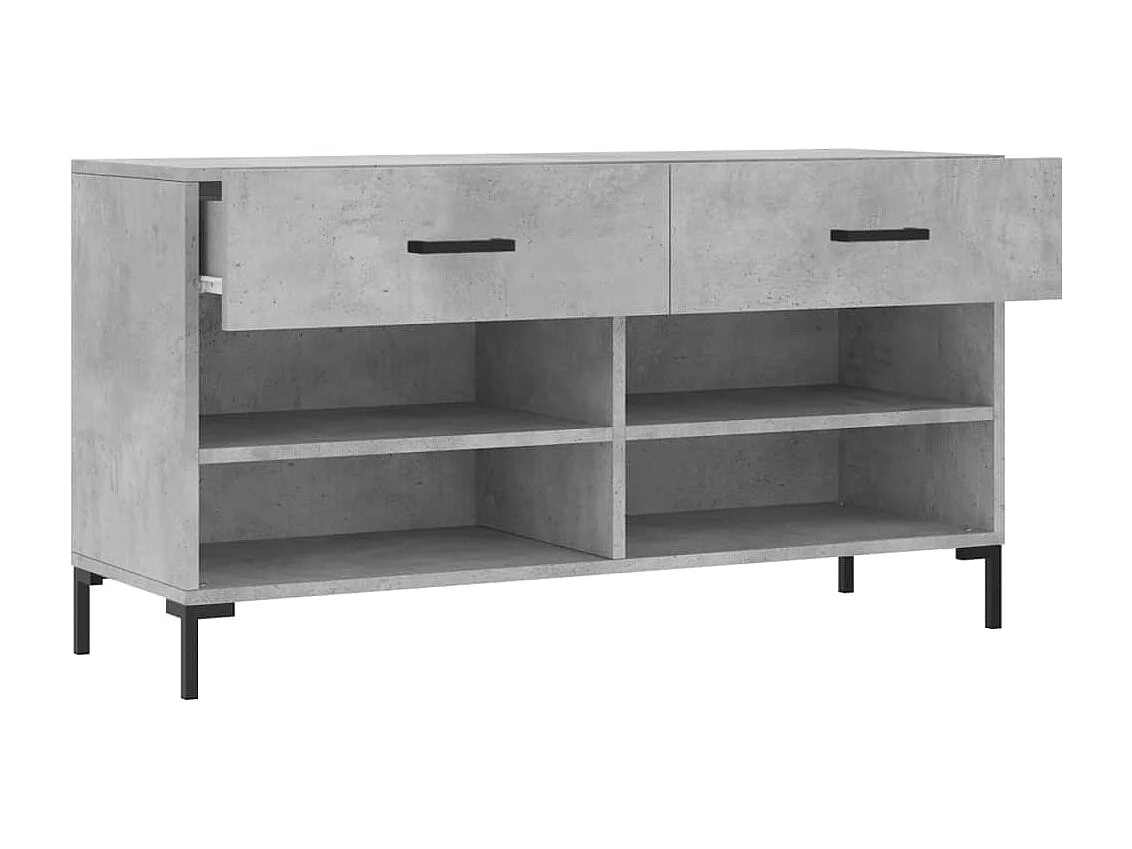 Banc à chaussures gris béton 102x35x55 cm bois d'ingénierie