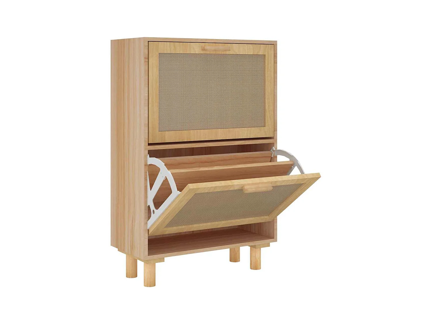 Armoire à chaussures Marron 52x25x80 cm Bois d'ingénierie/rotin