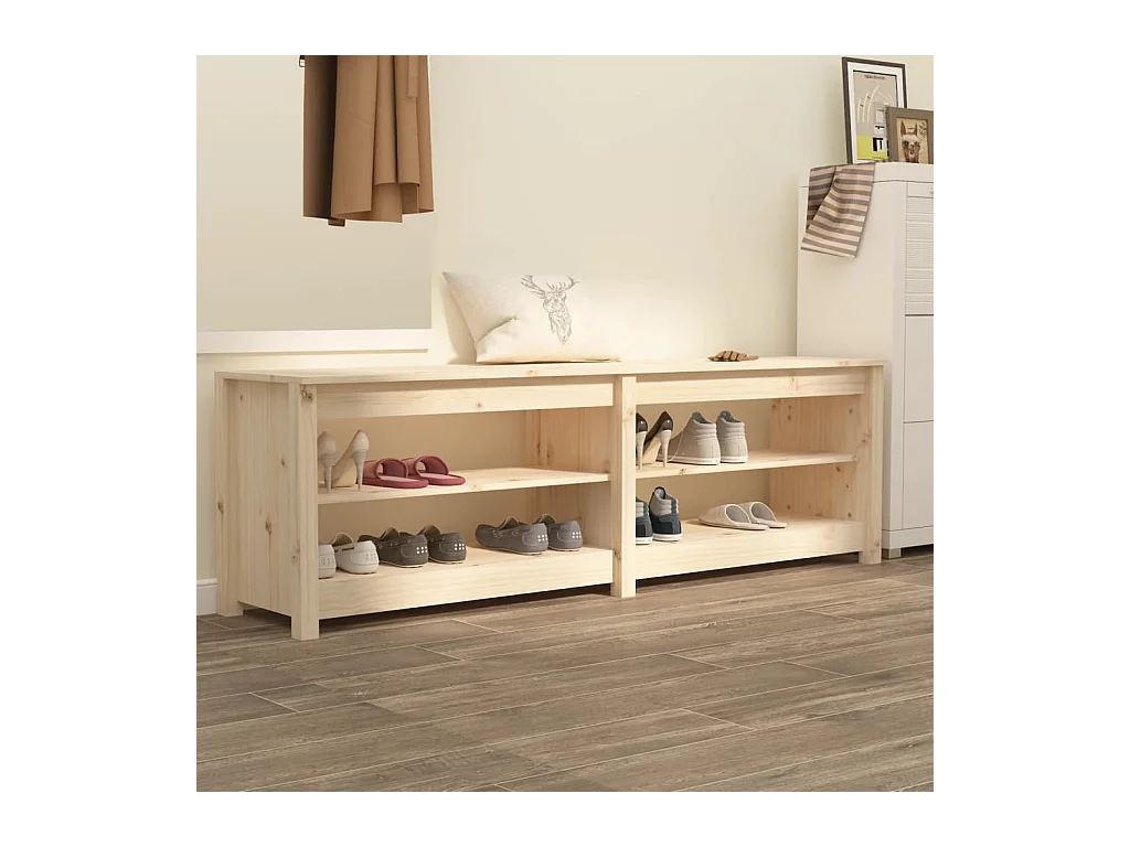 Banc à chaussures 160x36,5x50 cm Bois de pin massif