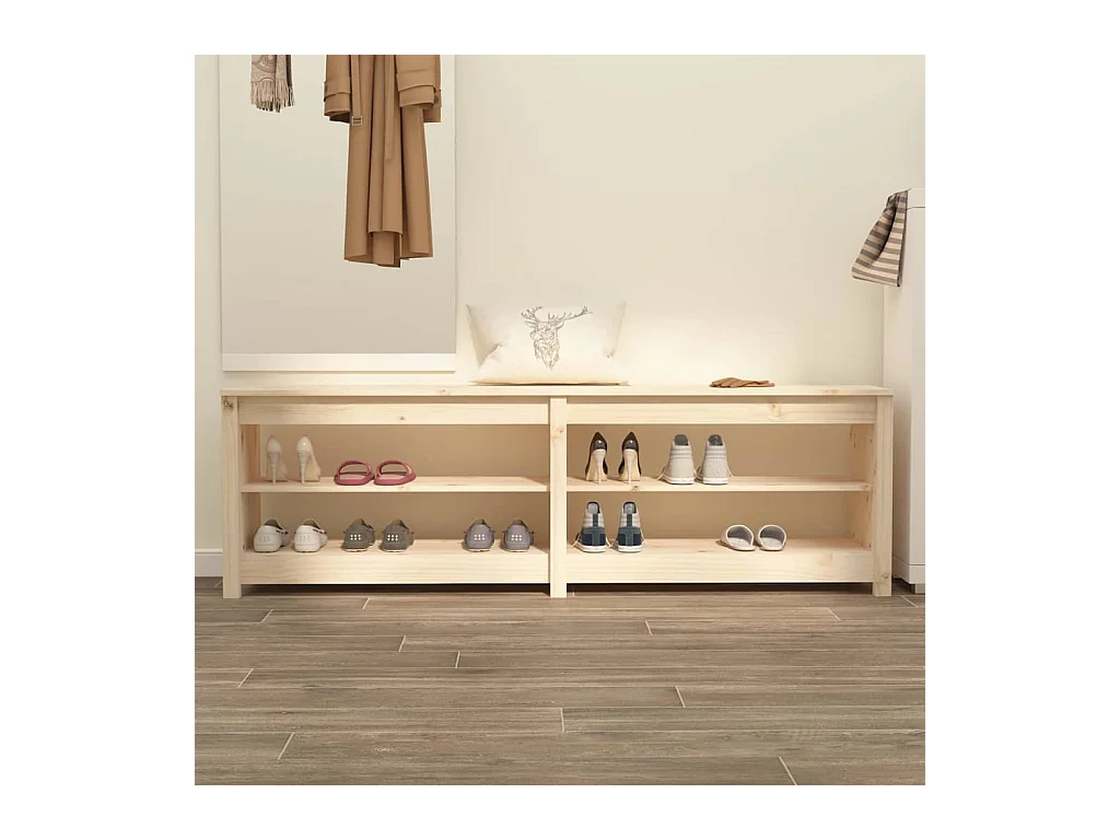 Banc à chaussures 160x36,5x50 cm Bois de pin massif