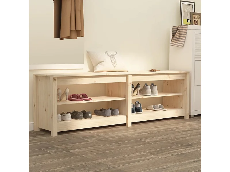 Panca portascarpe 160x36,5x50 cm Legno massello di pino