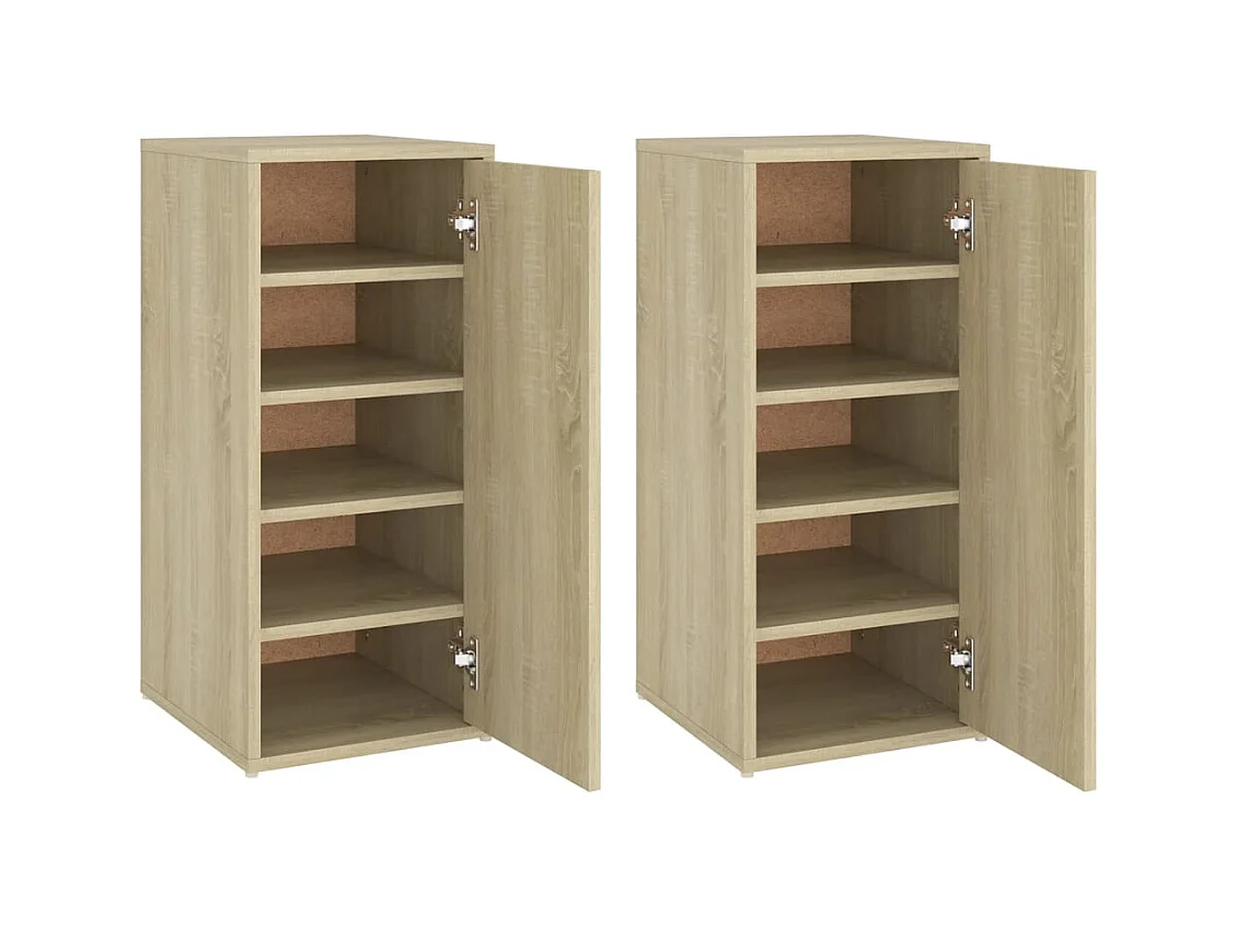 Armoires à chaussures 2 pcs Chêne sonoma 32x35x70 cm Aggloméré