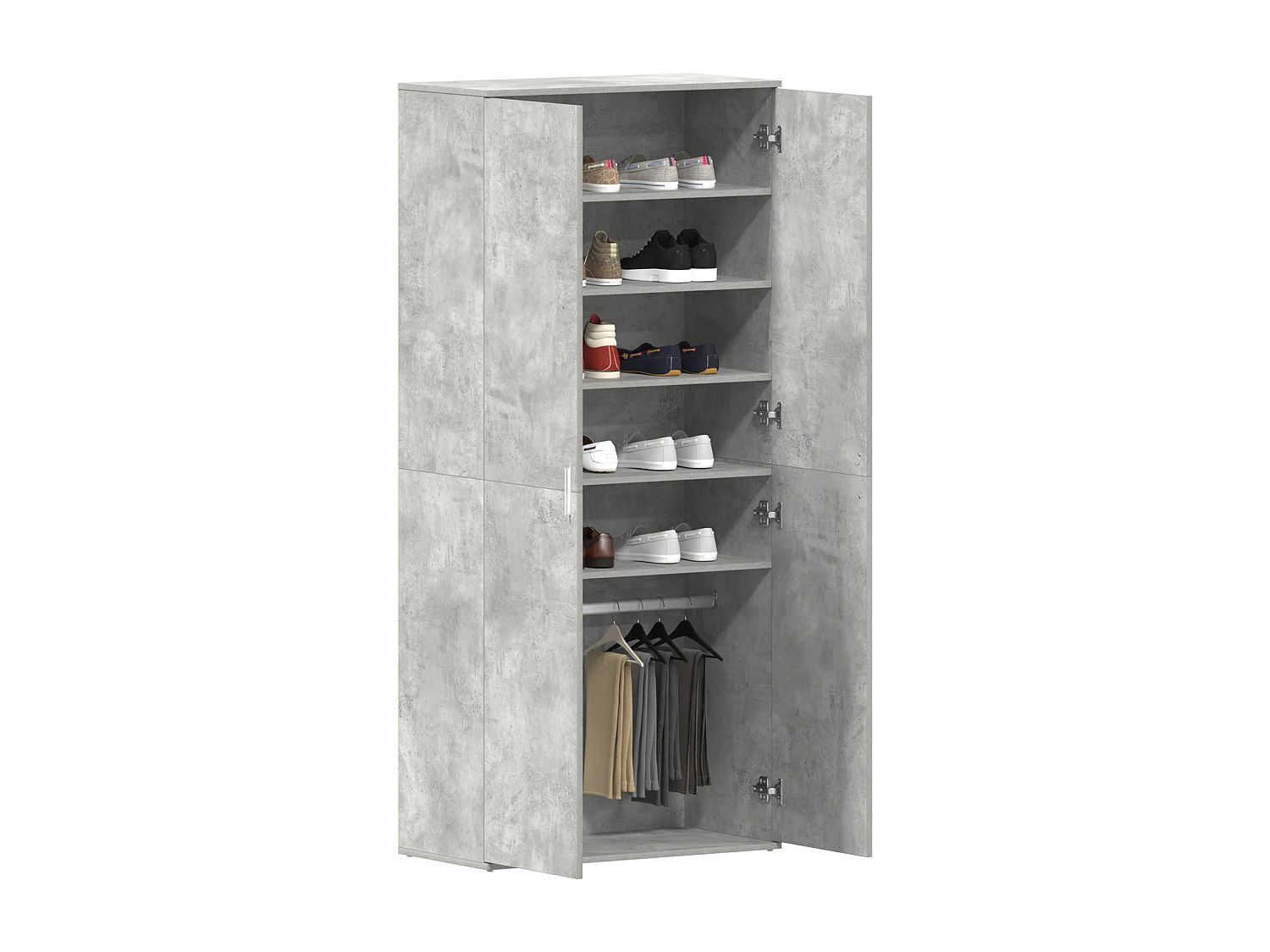 Armoire à chaussures gris béton 80x39x180 cm en bois aggloméré