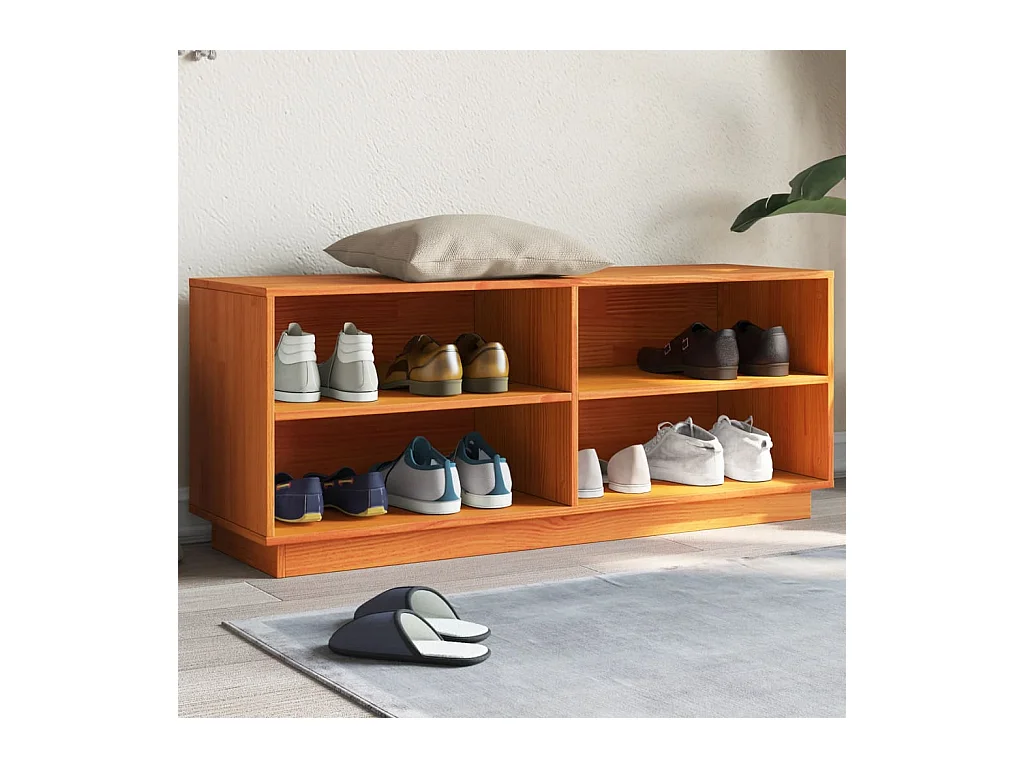 Armoire à chaussures cire marron 110x34x45 cm bois pin massif