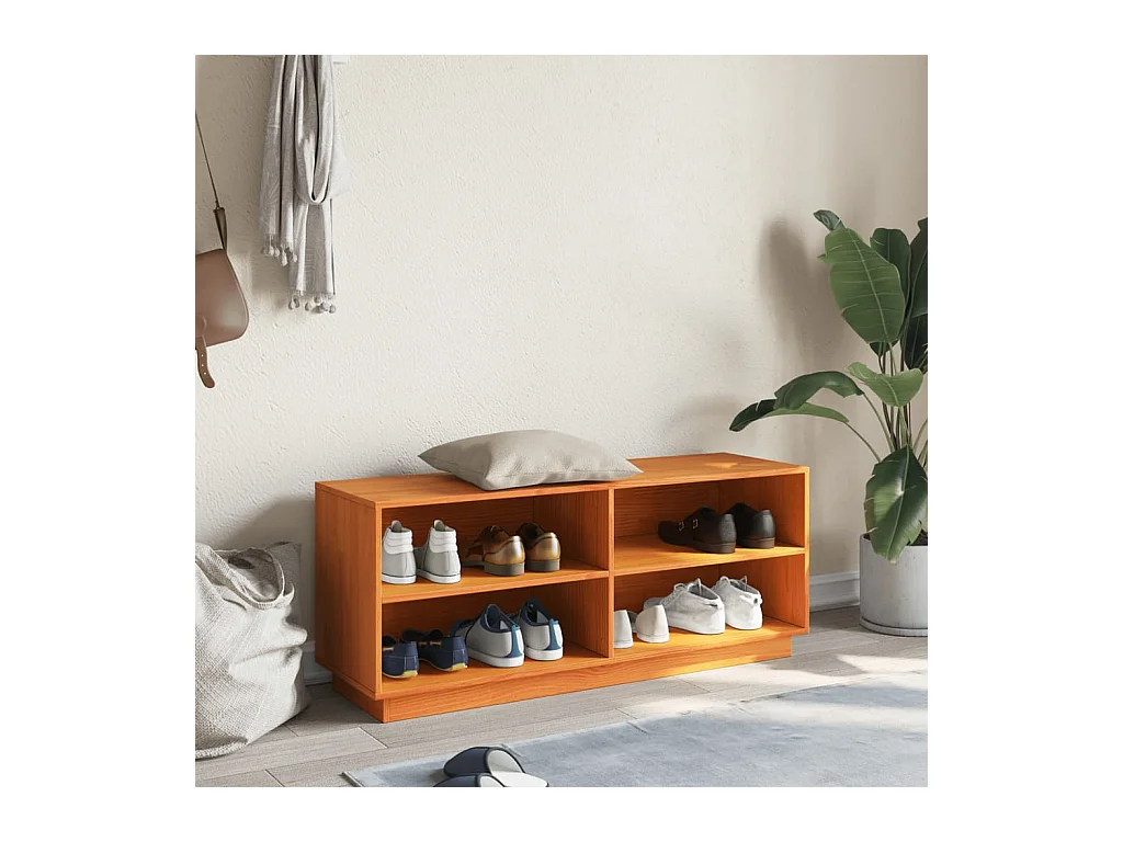Armoire à chaussures cire marron 110x34x45 cm bois pin massif