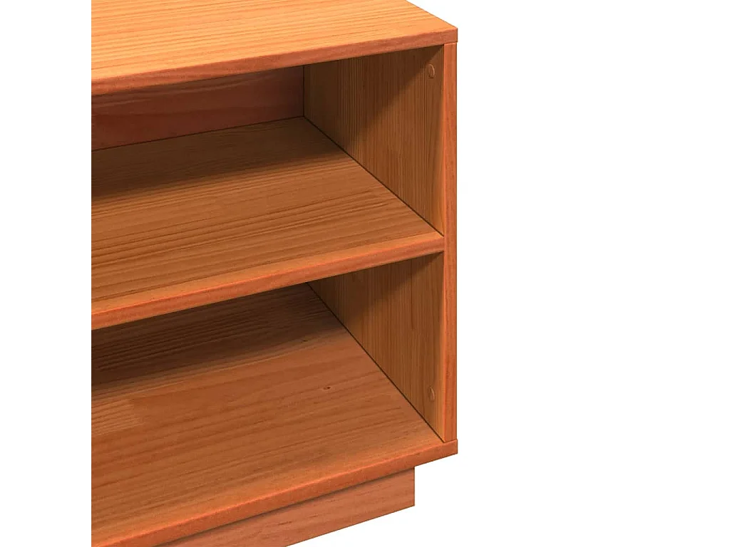 Zapatero encerado marrón 110x34x45 cm madera maciza de pino