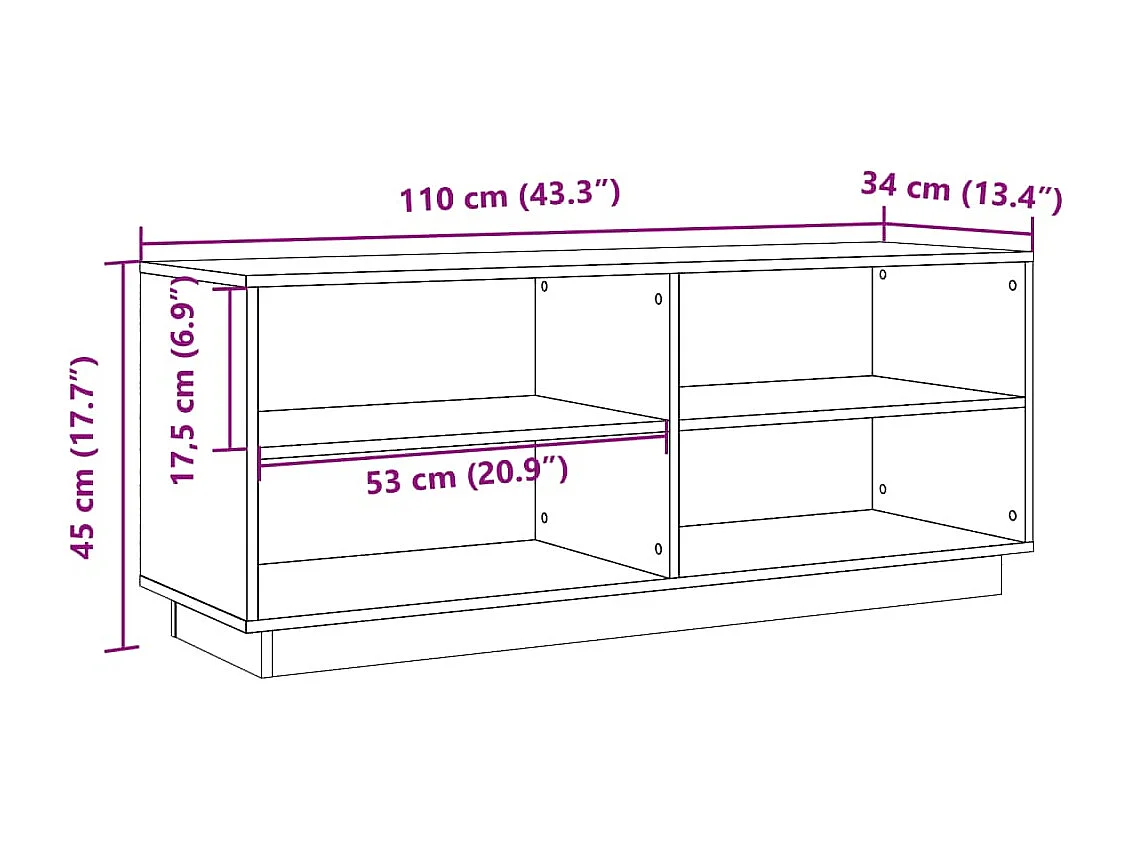 Zapatero encerado marrón 110x34x45 cm madera maciza de pino