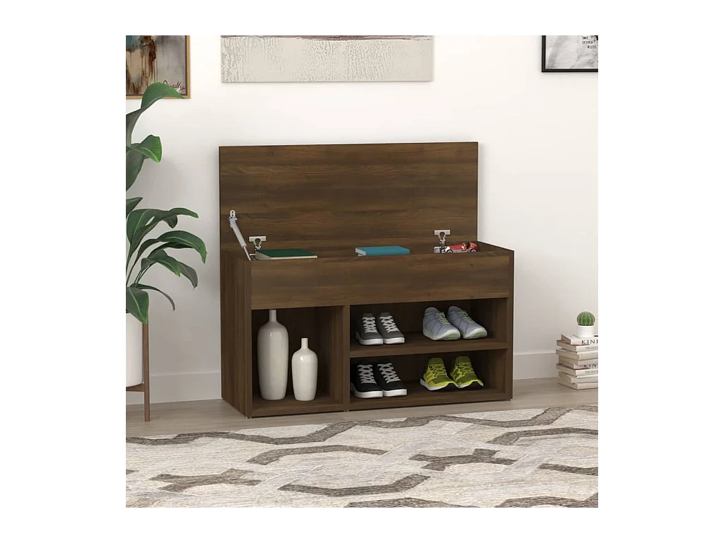 Panca portascarpe Rovere marrone 80x30x45 cm Legno ingegnerizzato